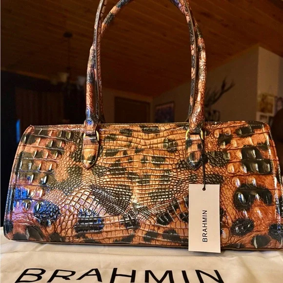Brahmin Golden lynx Sophia nwt Croc-Embossed Shoulder Bag 🤩 - Picture 3 of 6